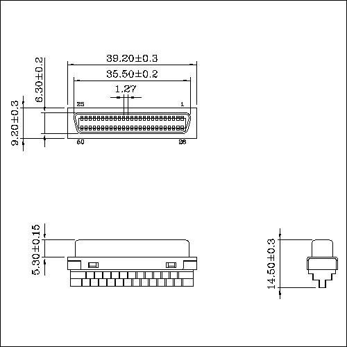 1.27mm Series 50P Cable Receptacle Connector Solder Molded Ribbon Type HPCNS-50FM3 1.27mm Series 50P Cable Receptacle Connector Solder Molded Ribbon Type HPCNS-50FM3