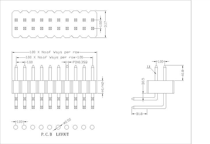 1.00 mm Pitch Dual Row Angle Type PHBR02-XXD-ADB-XXX