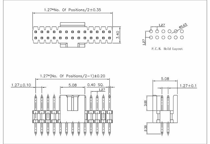 1.27*1.27MM BOX HEADER WITH THE KEY Straight